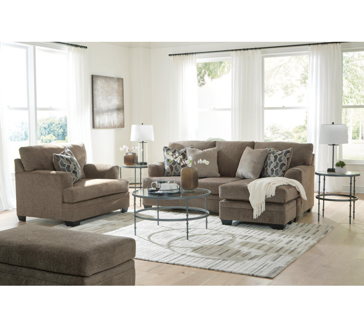 Stonemeade Sofa Chaise, Chair, and Ottoman - Nutmeg