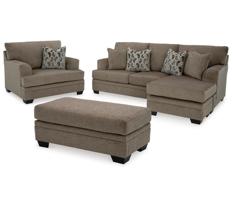 Stonemeade Sofa Chaise, Chair, and Ottoman - Nutmeg