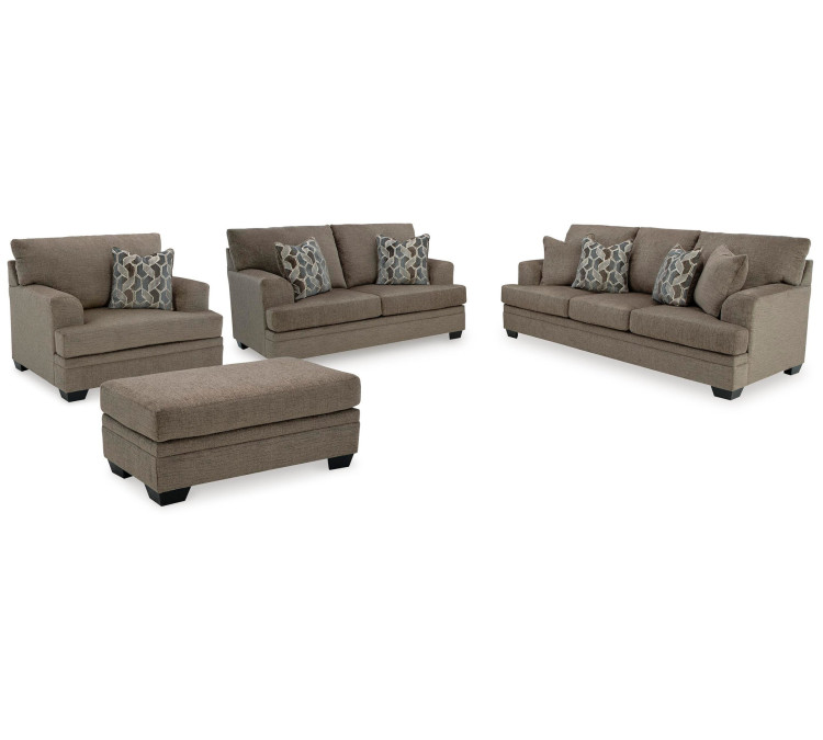 Stonemeade Sofa, Loveseat, Chair and Ottoman - Nutmeg