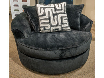 Ellery-Park Oversized Swivel Accent Chair - Onyx