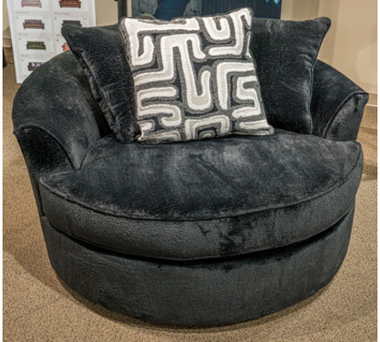 Ellery-Park Oversized Swivel Accent Chair - Onyx