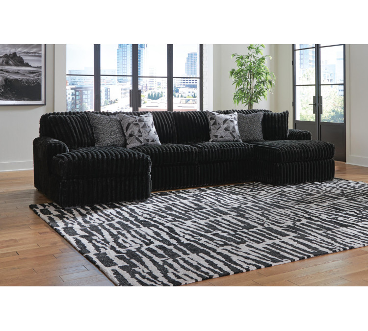 Midnight-Madness 3-Piece Sectional with Chaise - Onyx
