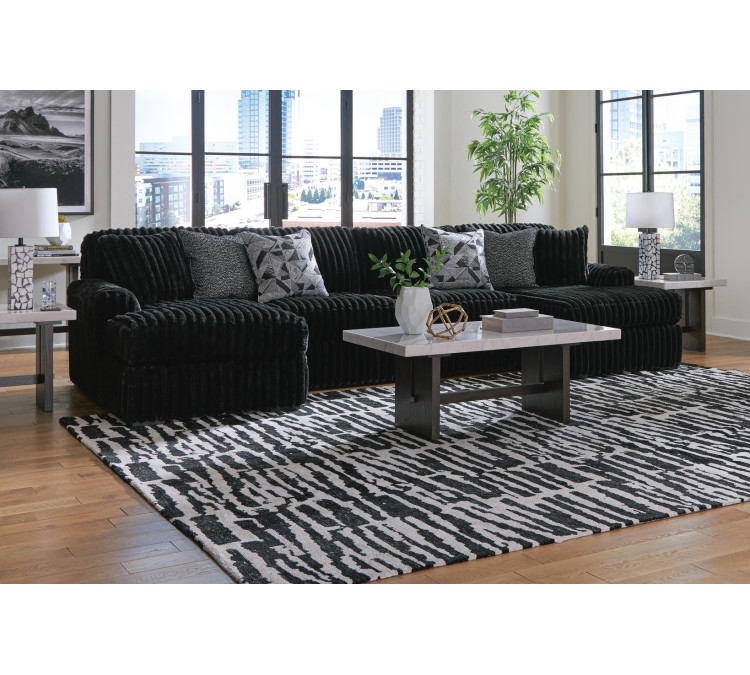Midnight-Madness 3-Piece Sectional with Chaise - Onyx