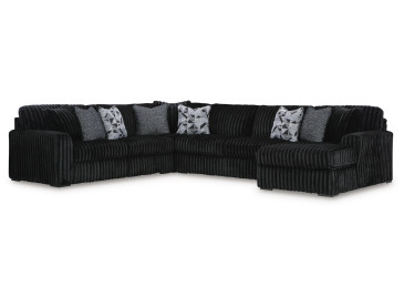 Midnight-Madness 4-Piece Sectional with Chaise - Onyx