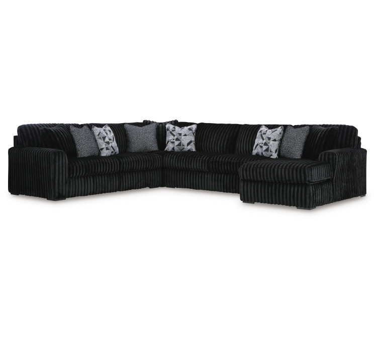 Midnight-Madness 4-Piece Sectional with Chaise - Onyx