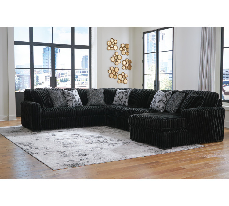 Midnight-Madness 4-Piece Sectional with Chaise - Onyx