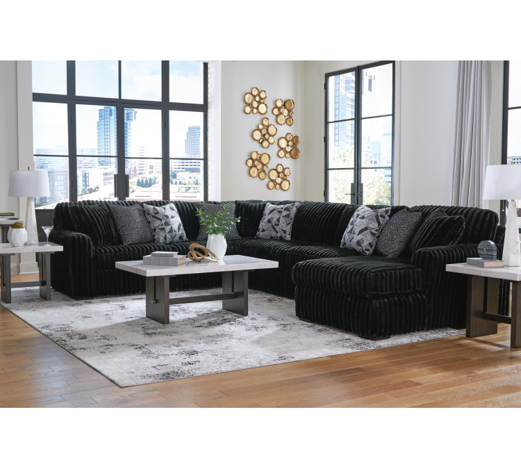Midnight-Madness 4-Piece Sectional with Chaise - Onyx