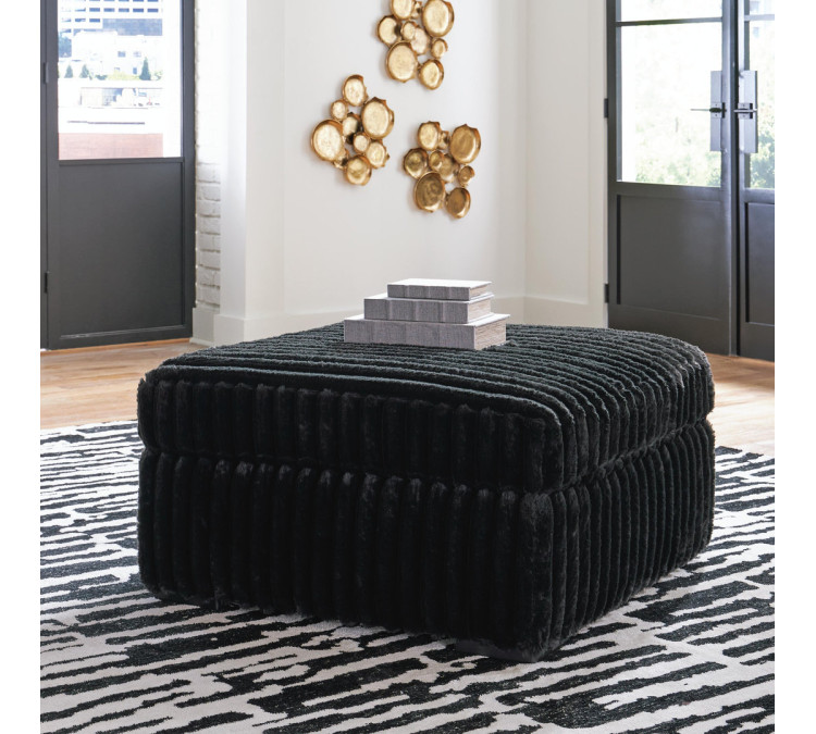 Midnight-Madness Oversized Accent Ottoman - Onyx