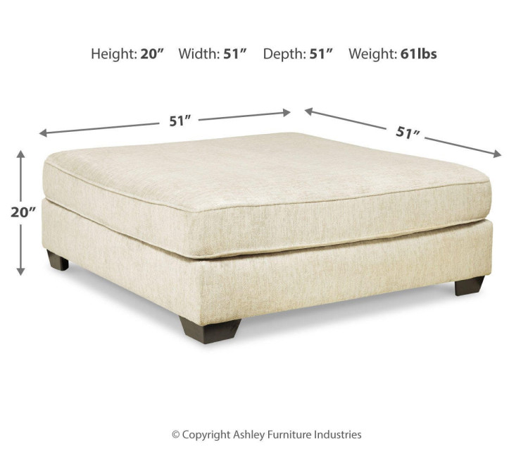 Rawcliffe Oversized Accent Ottoman - Parchment