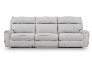 Grafton Pike 3-Piece Power Reclining Sectional - Pearl/Ash