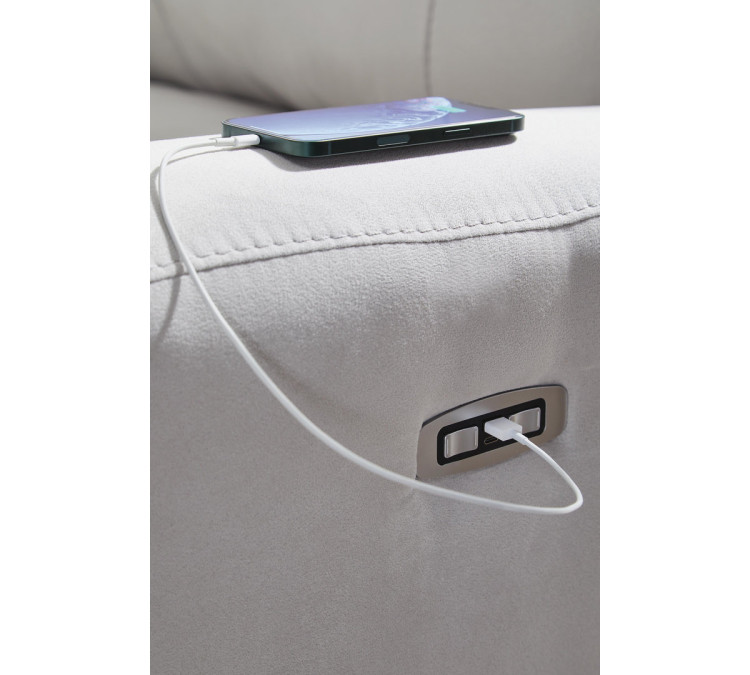 Grafton Pike 6-Piece Power Reclining Sectional - Pearl/Ash