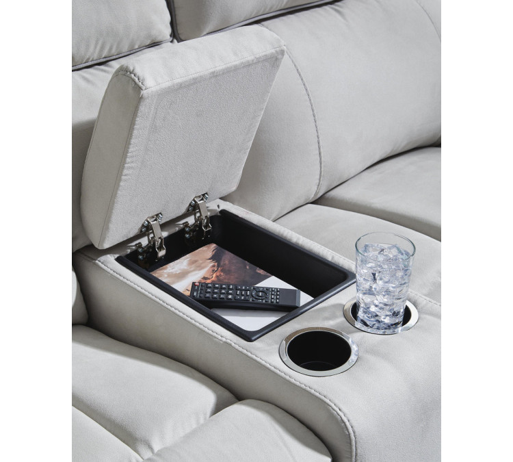 Grafton Pike 6-Piece Reclining Sectional with Storage Console - Pearl/Ash