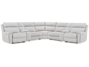 Grafton Pike 7-Piece Reclining Sectional with Storage Consoles - Pearl/Ash