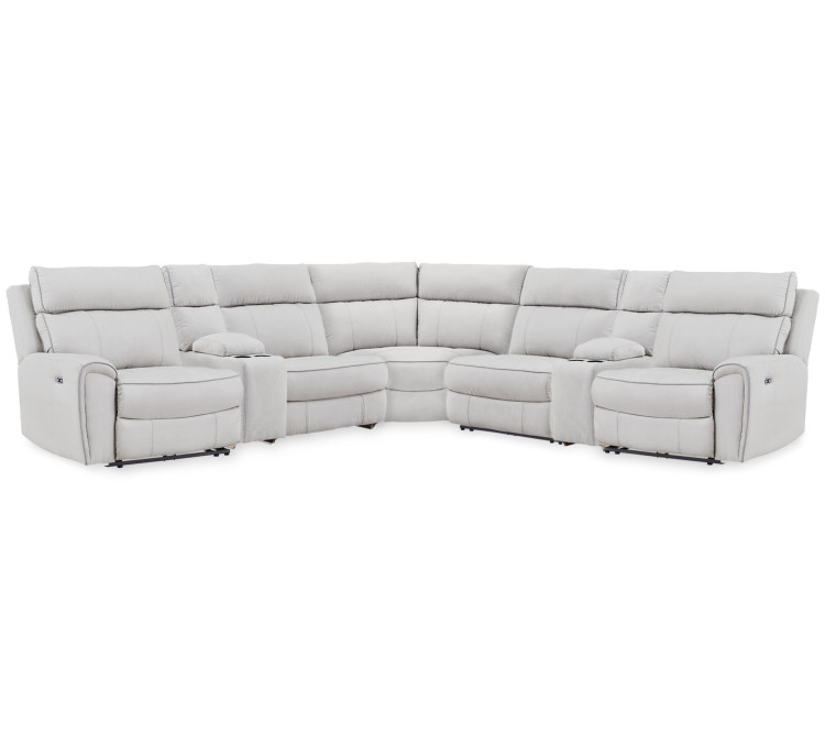 Grafton Pike 7-Piece Reclining Sectional with Storage Consoles - Pearl/Ash