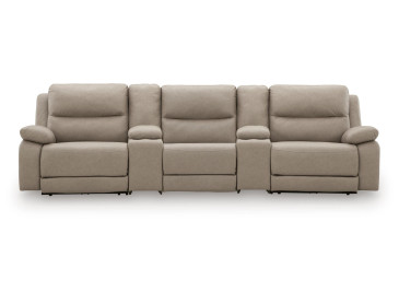 Brannigan 5-Piece Reclining Sectional with Storage Consoles - Pebble