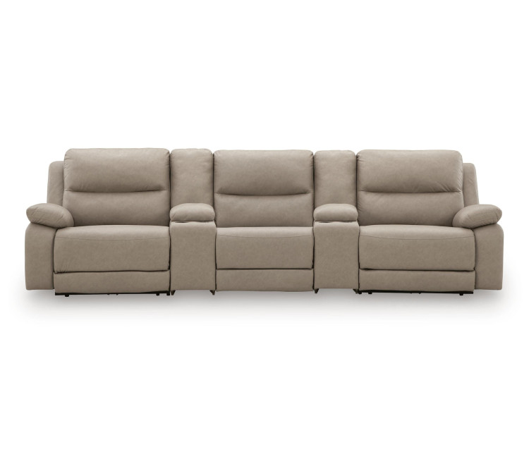 Brannigan 5-Piece Reclining Sectional with Storage Consoles - Pebble