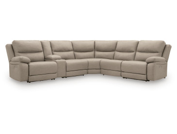 Brannigan 6-Piece Reclining Sectional with Storage Console - Pebble