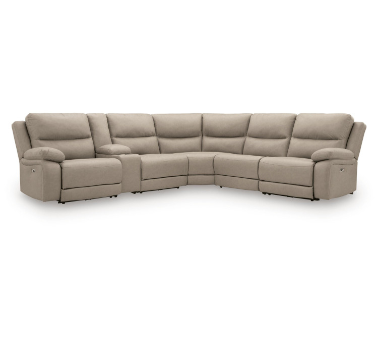 Brannigan 6-Piece Reclining Sectional with Storage Console - Pebble