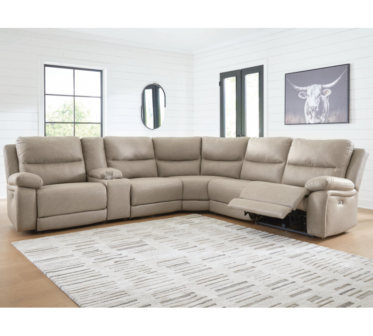 Brannigan 6-Piece Reclining Sectional with Storage Console - Pebble