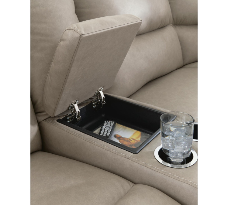 Brannigan 7-Piece Reclining Sectional with Storage Consoles - Pebble