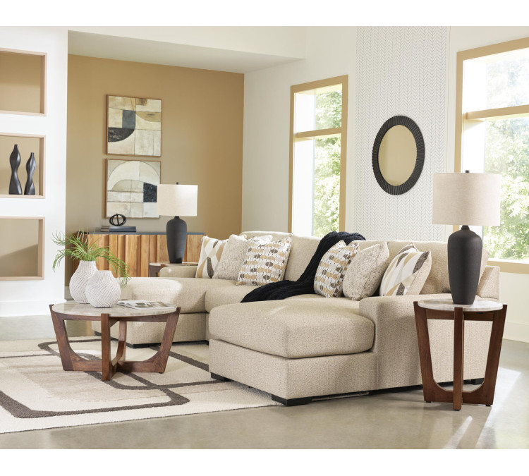 Laurelgrove 3-Piece Double Chaise Sectional - Pebble