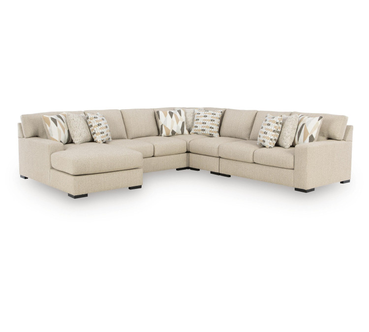 Laurelgrove 5-Piece Sectional with Chaise - Pebble