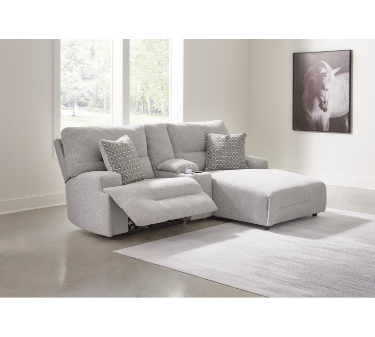 Acklen Place 3-Piece Power Reclining Sectional Sofa with Chaise - Pewter