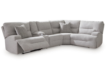 Acklen Place 5-Piece Power Reclining Sectional with Storage Console - Pewter