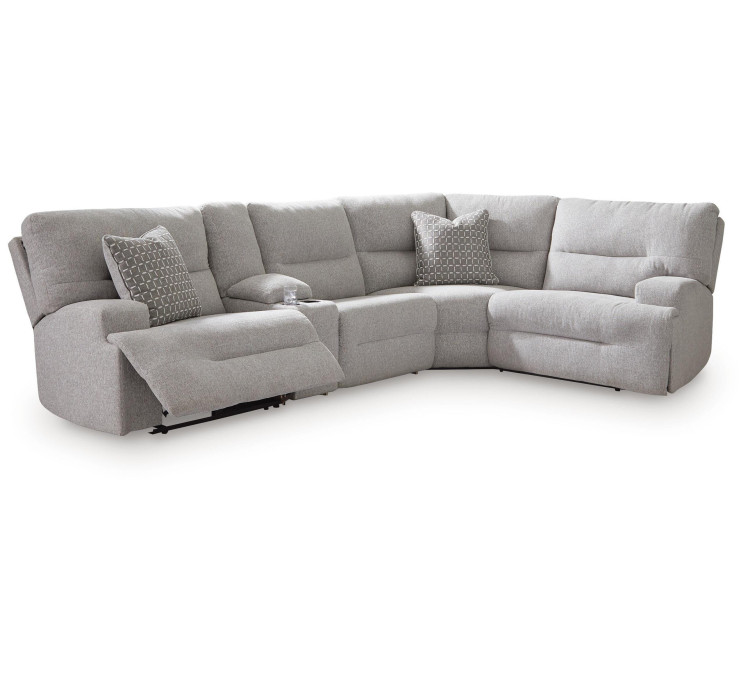 Acklen Place 5-Piece Power Reclining Sectional with Storage Console - Pewter