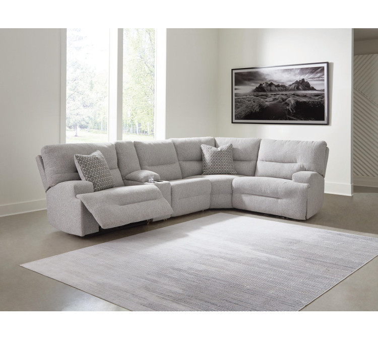 Acklen Place 5-Piece Power Reclining Sectional with Storage Console - Pewter