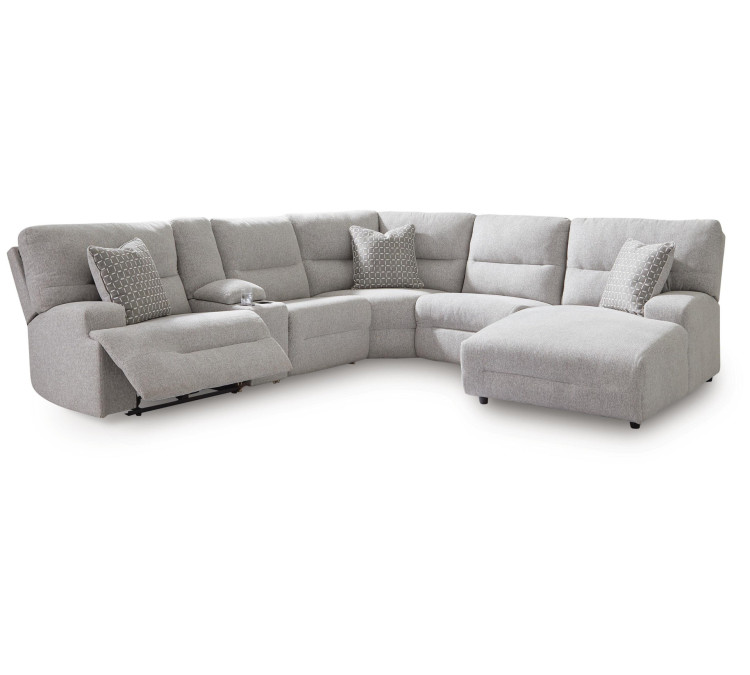 Acklen Place 6-Piece Power Reclining Sectional with Chaise - Pewter