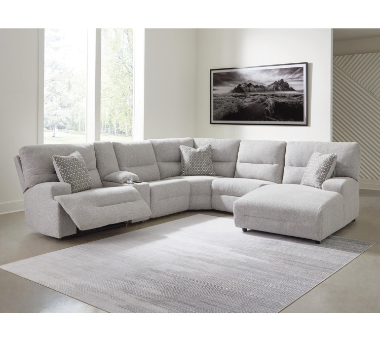 Acklen Place 6-Piece Power Reclining Sectional with Chaise - Pewter