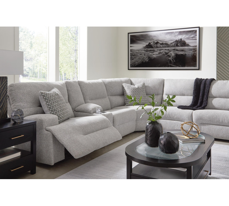 Acklen Place 7-Piece Power Sectional Reclining Sofa with Storage Console - Pewter