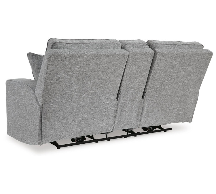 Biscoe Power Reclining Loveseat with Console - Pewter
