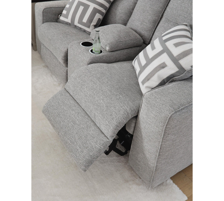 Biscoe Power Reclining Loveseat with Console - Pewter
