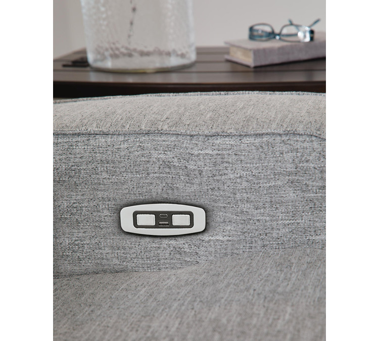 Biscoe Power Reclining Sofa - Pewter