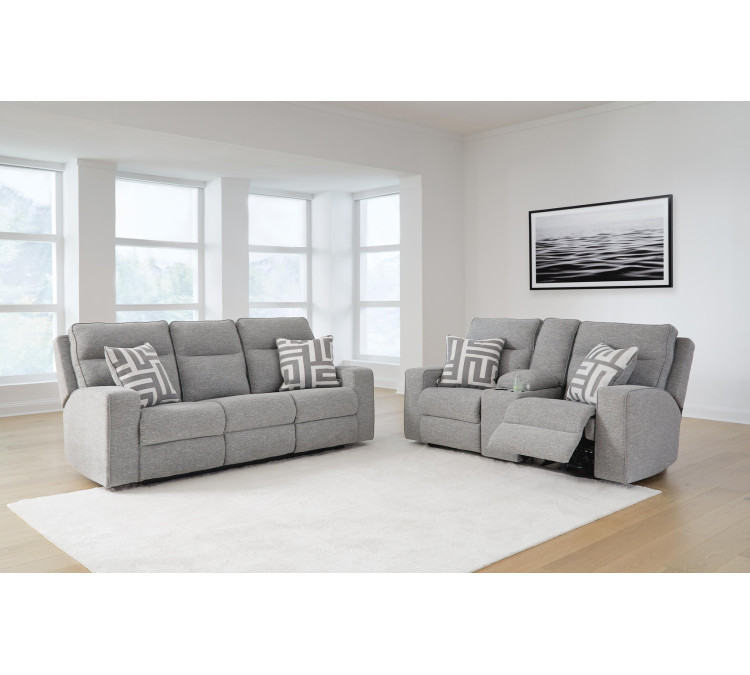 Biscoe Sofa and Loveseat - Pewter