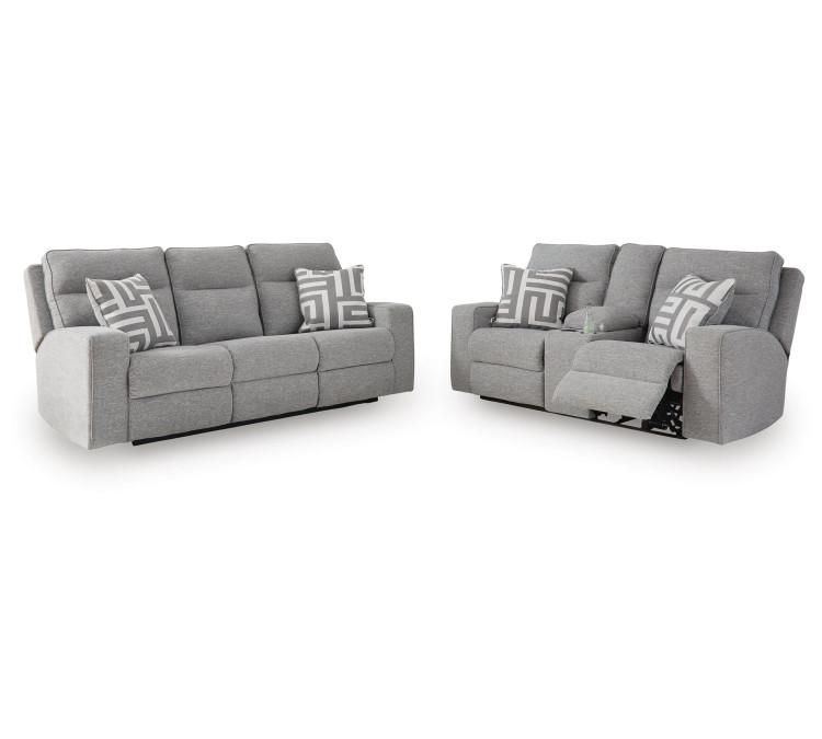 Biscoe Sofa and Loveseat - Pewter