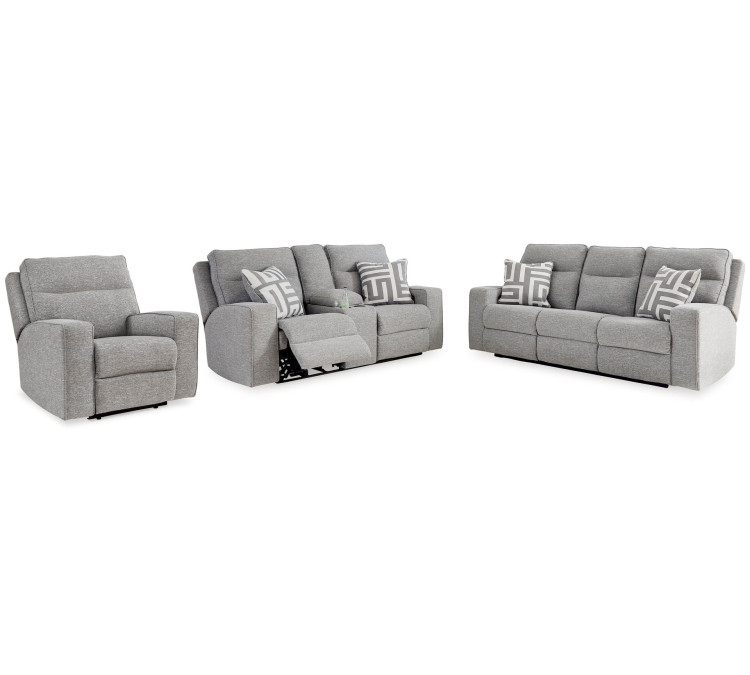 Biscoe Sofa, Loveseat and Recliner - Pewter