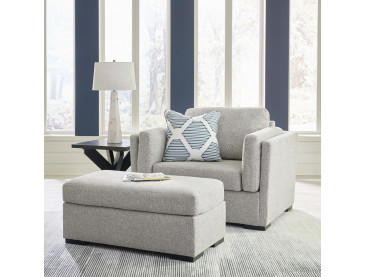 Evansley Chair and Ottoman - Pewter