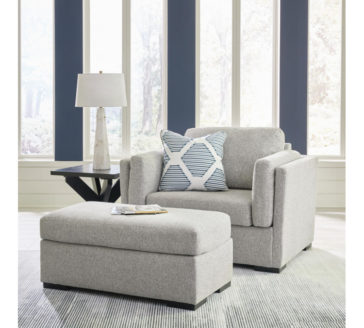 Evansley Chair and Ottoman - Pewter