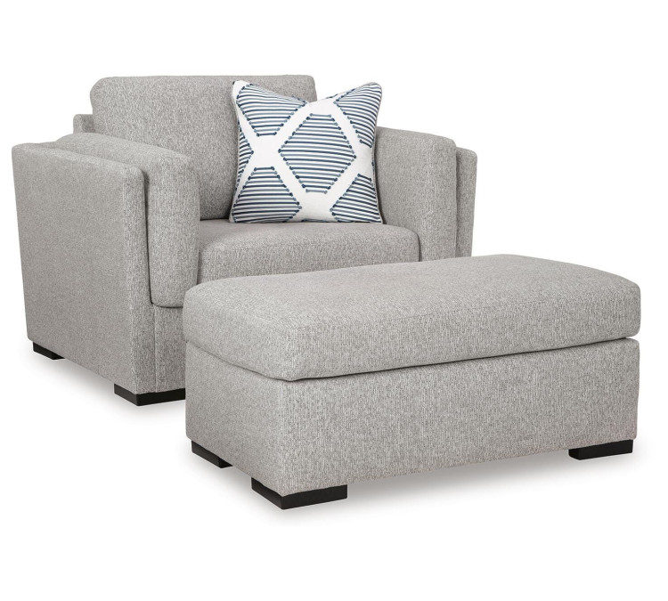 Evansley Chair and Ottoman - Pewter