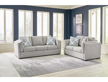 Evansley Sofa and Loveseat - Pewter