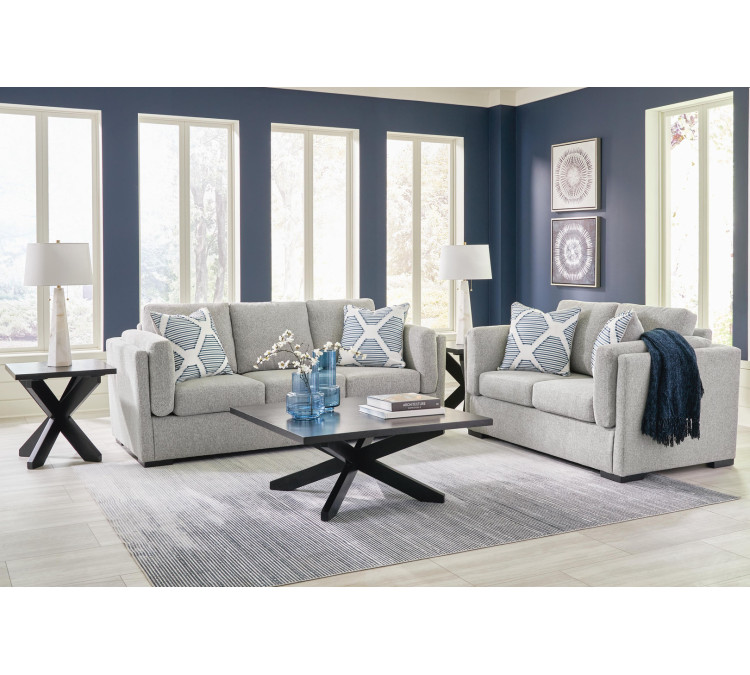 Evansley Sofa and Loveseat - Pewter