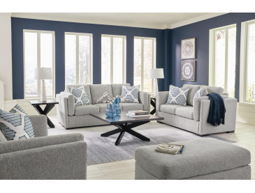 Evansley Sofa, Loveseat, Chair and Ottoman - Pewter