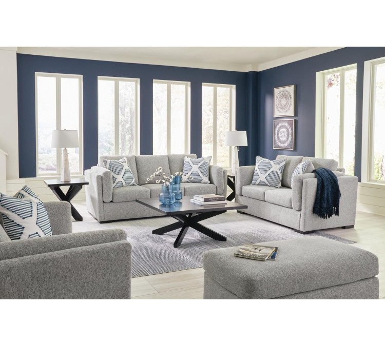 Evansley Sofa, Loveseat, Chair and Ottoman - Pewter