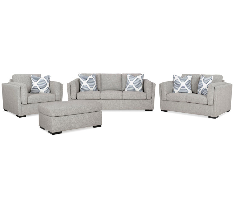 Evansley Sofa, Loveseat, Chair and Ottoman - Pewter