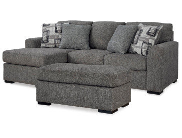 Gardiner Sofa Chaise with Ottoman - Pewter