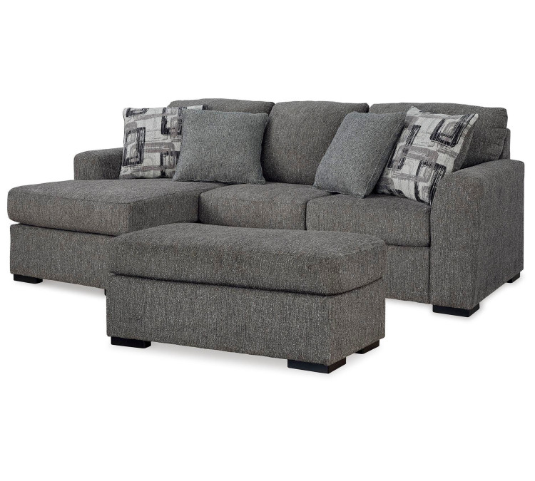 Gardiner Sofa Chaise with Ottoman - Pewter