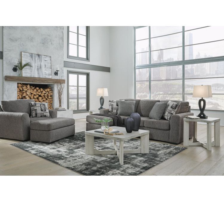 Gardiner Sofa Chaise with Ottoman - Pewter